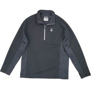 Spyder Outbound Jacket Fleece Lined Quarter Zip Sweater XL Black Outdoors Hiking